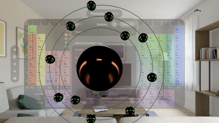 A spatial atom model on Apple Vision Pro.